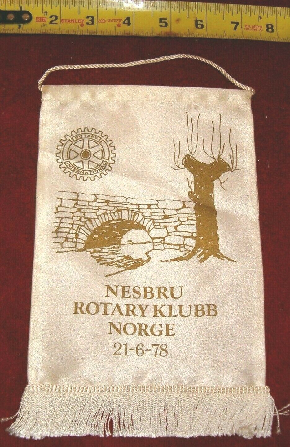 Vintage Rotary International Club Wall Banner Flag     Nesbru   Norge