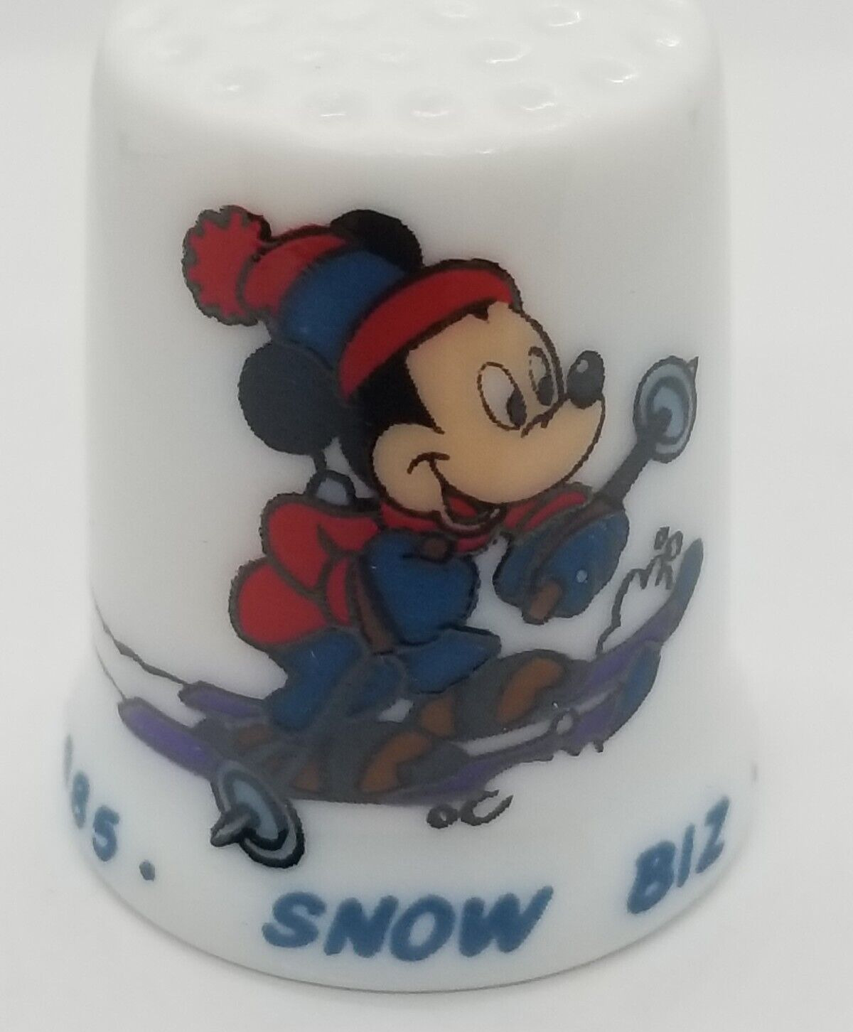 Disney Mickey Mouse Thimble "snow Biz" Porcelain Schmid Collectible 1985