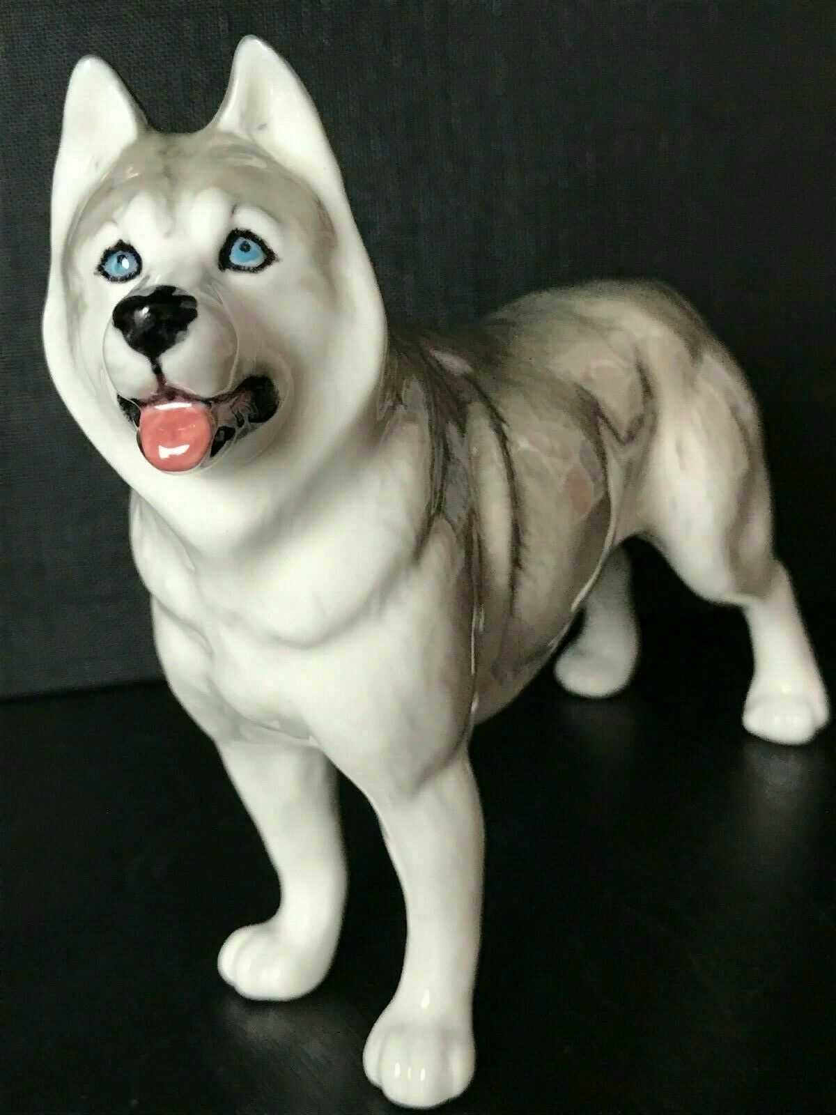 Husky Figurine Dog Porcelain Handmade Cute Souvenir Homedecor