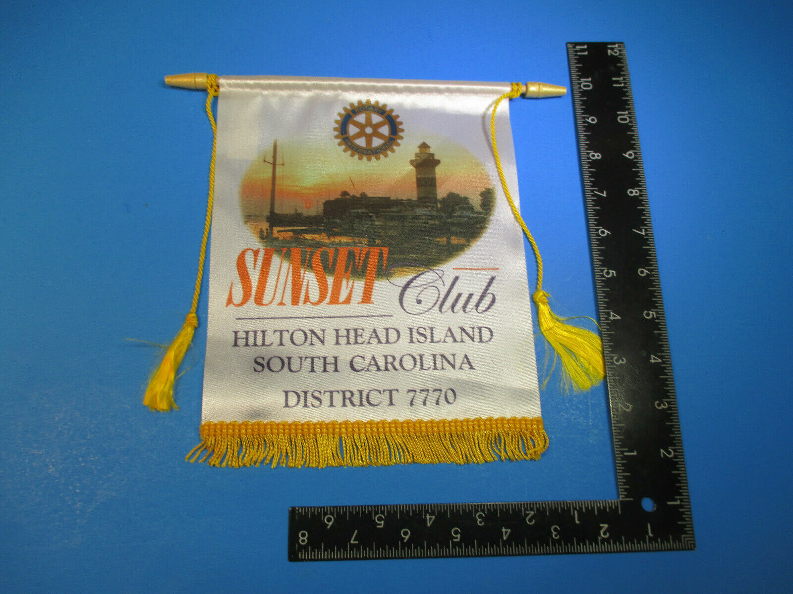 Vintage Rotary International Club Flag Banner Sunset Club Hilton Head Sc    C