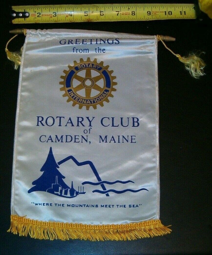 Vintage Rotary International Club Wall Banner Flag  Camden Maine