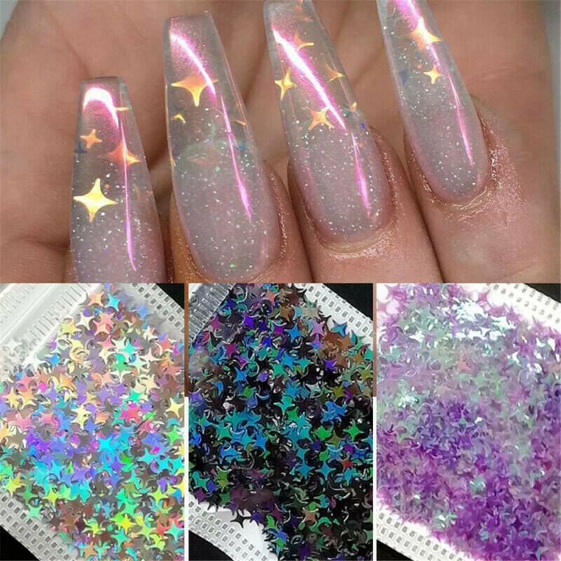 8 Bags Nail Glitter Sequins Holographicss Star Flakes Paillette 3d Nail Art Tips