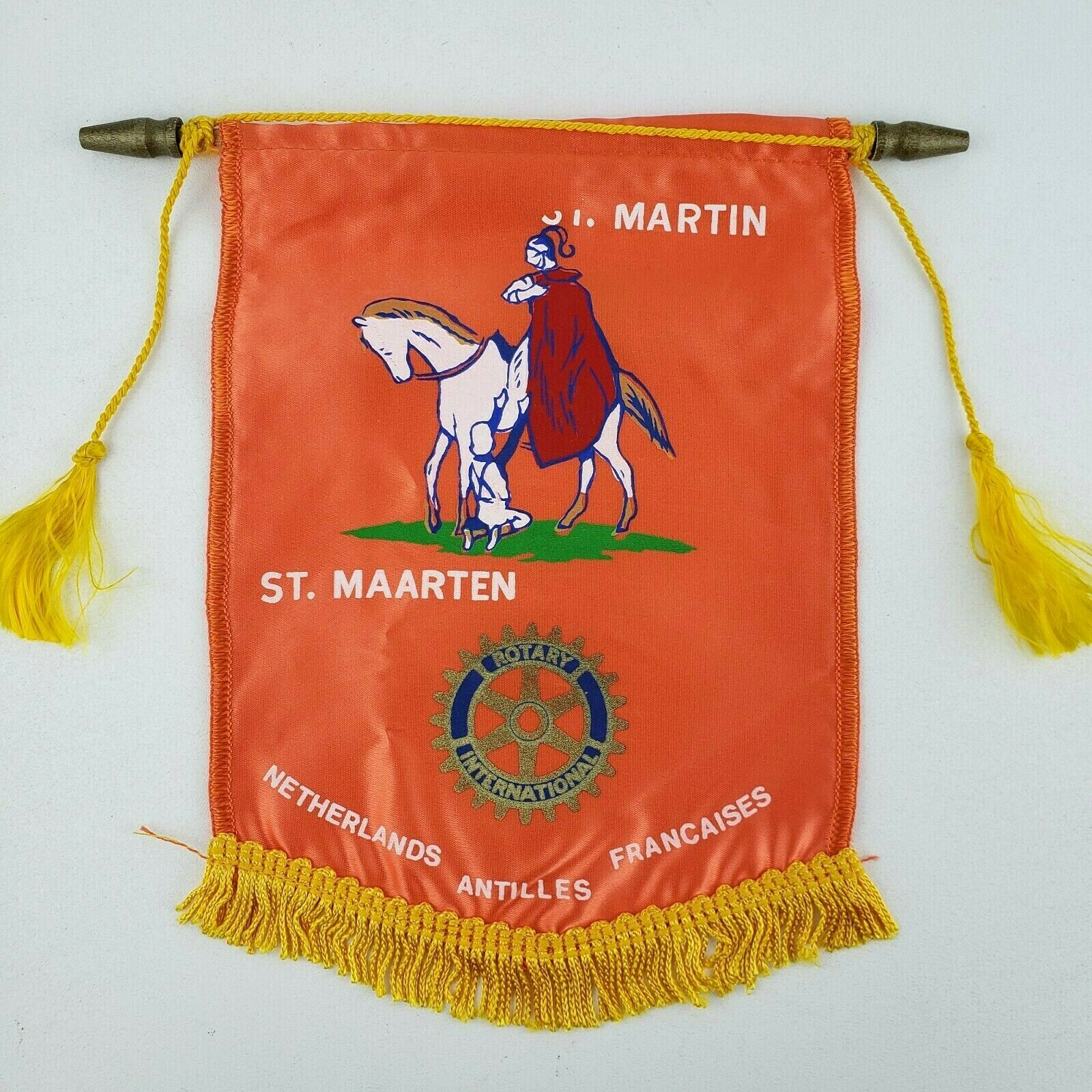 Vtg St Matin St Marteen Netherlands Rotary Club International Wall Banner Flag