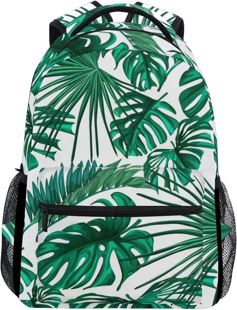 Tropical Leaves Backpacks For Kids Women Men Palm Tree Green Computer