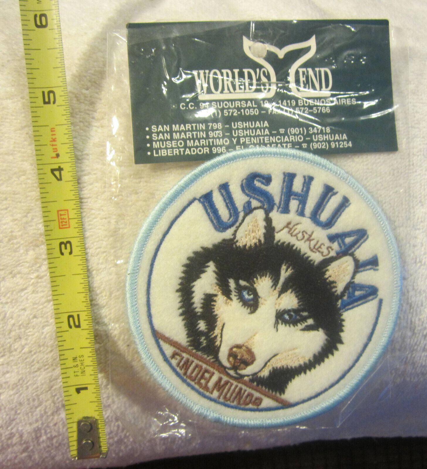New Ushuaia Huskies Husky Sew On Patch, Argentina, Fundel Mundo Dog Sledding