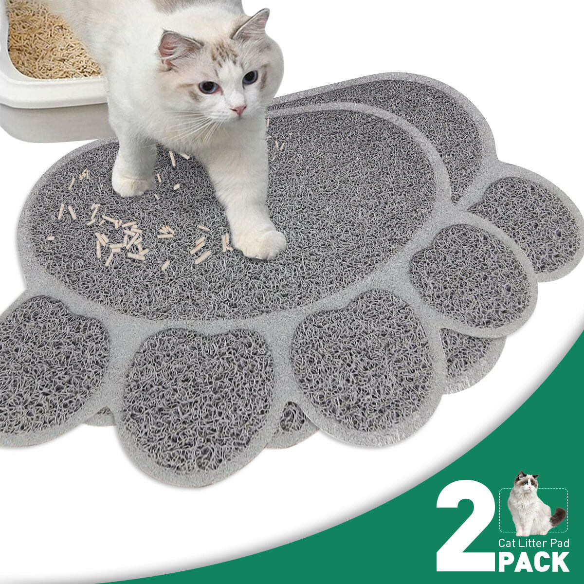 Quality Gray Cat Litter Trap Mat Non-slip Backing Dirt Catcher Soft On Paws