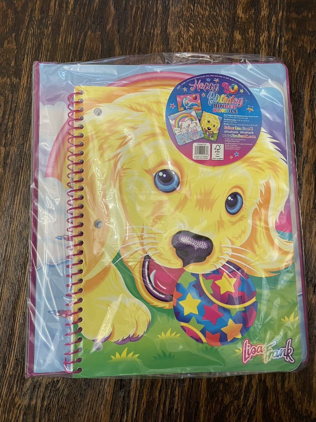 Lisa Frank Happy 30th Birthday Binder Bundle Notebook Folder New Markie Unicorn