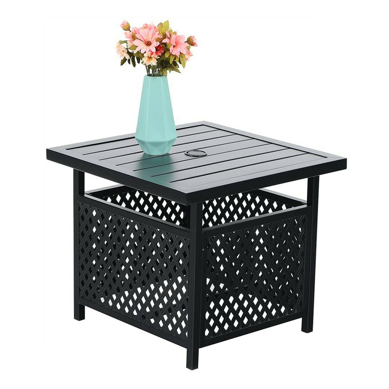 Patio Table With 1.57" Umbrella Hole Coffee End Side Tables Outdoor Furniture