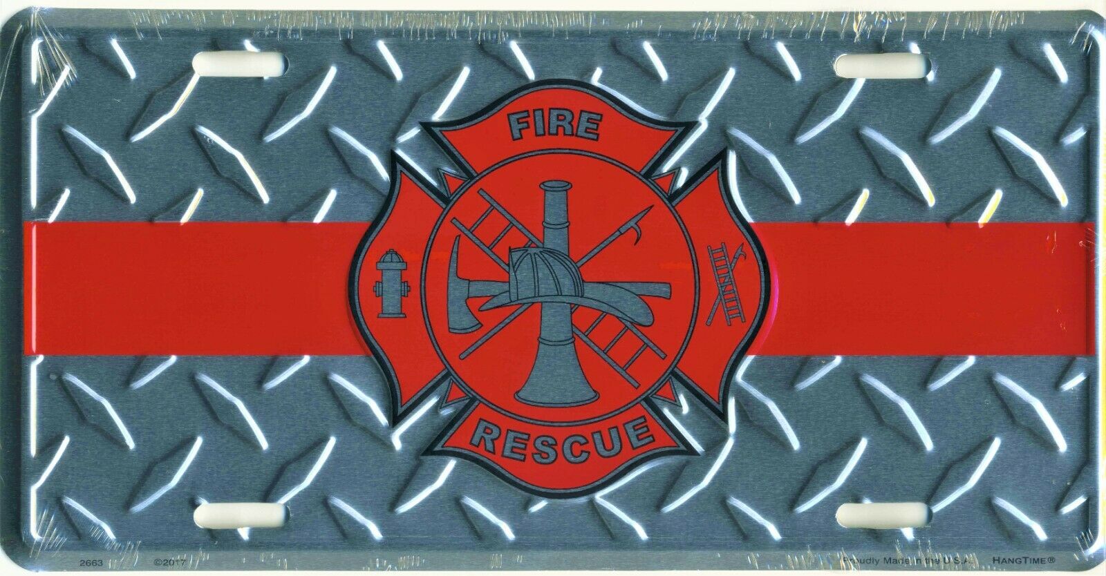 Fire Rescue Department License Plate Diamond Embossed Aluminum Car Truck Tag New