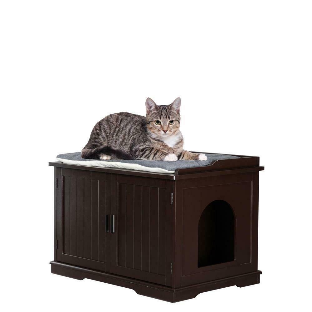 Cat Litter Box Enclosure Privacy Cat Washroom Bench House Nightstand Pet Crat