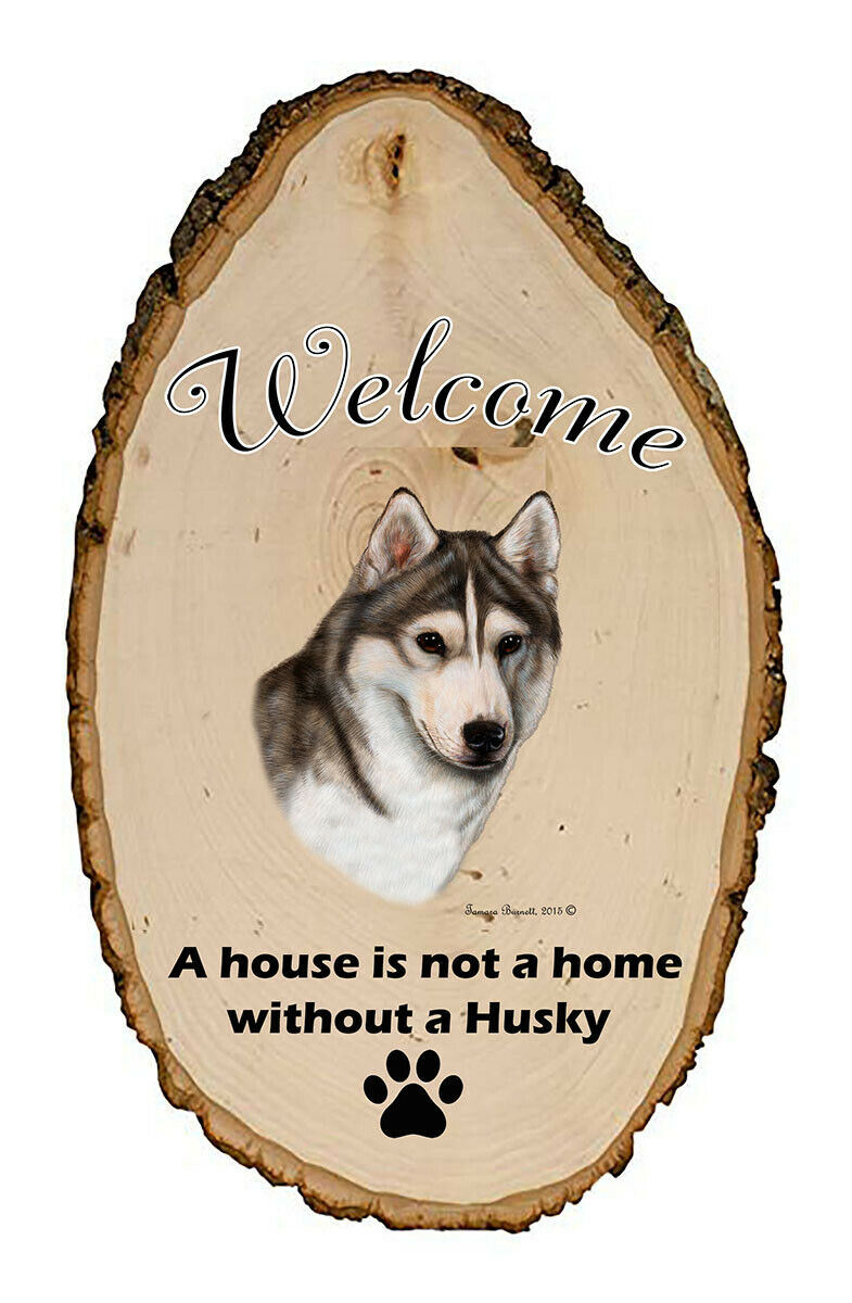 Outdoor Welcome Sign (tb) - Grey And White Brown Eyed Siberian Husky 51018